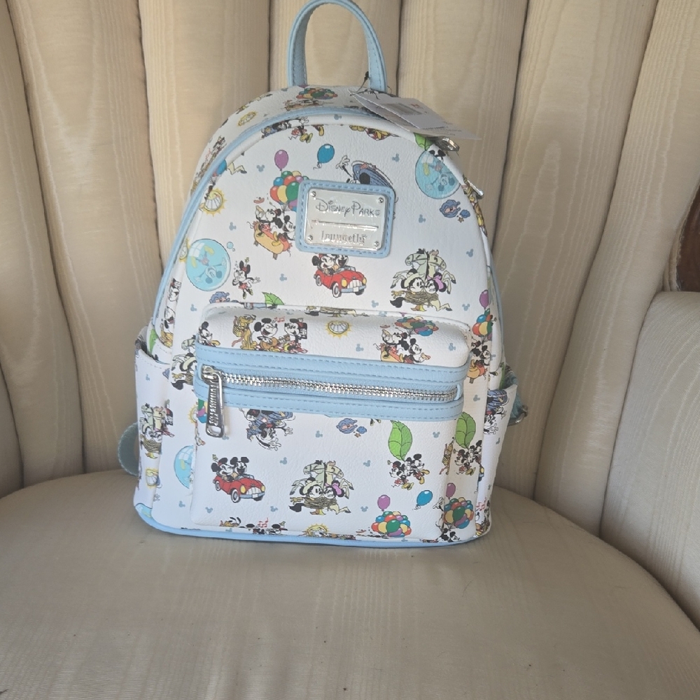 Disney White and Light Blue Mickey & Friends Mini Backpack